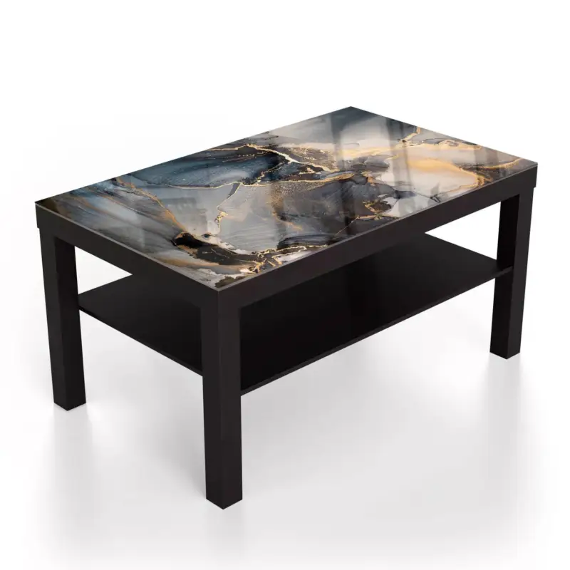 Sonderaktion Couchtische 90x55 Schwarz-Gold-abstrakte Kunst Schwarz