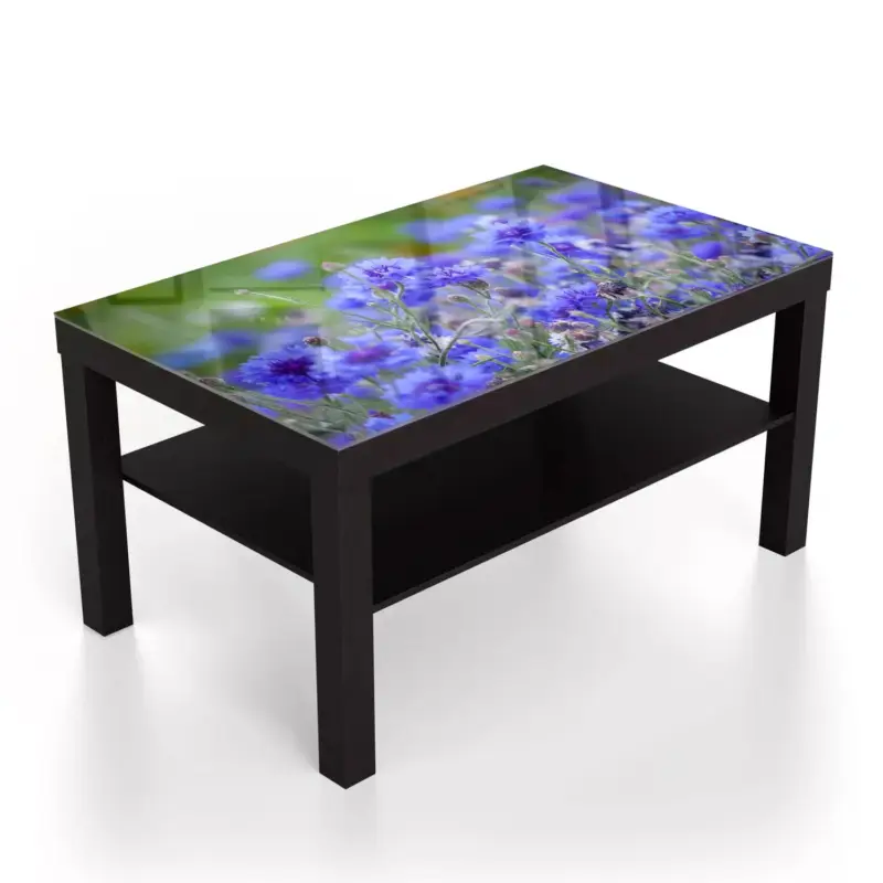 Neu Couchtische 90x55 Kornblumen in Blüte Schwarz
