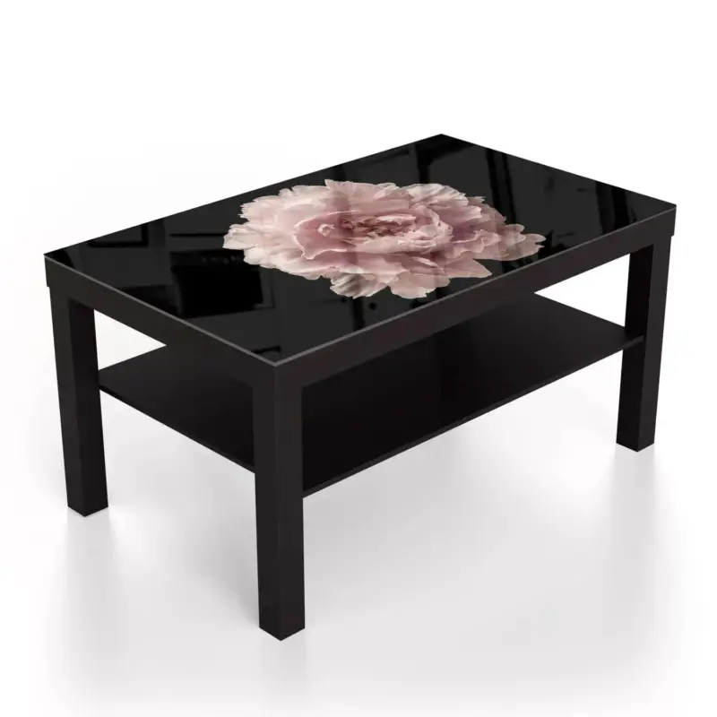 Heißes Angebot Couchtische 90x55 Chinesische Pfingstrose Schwarz