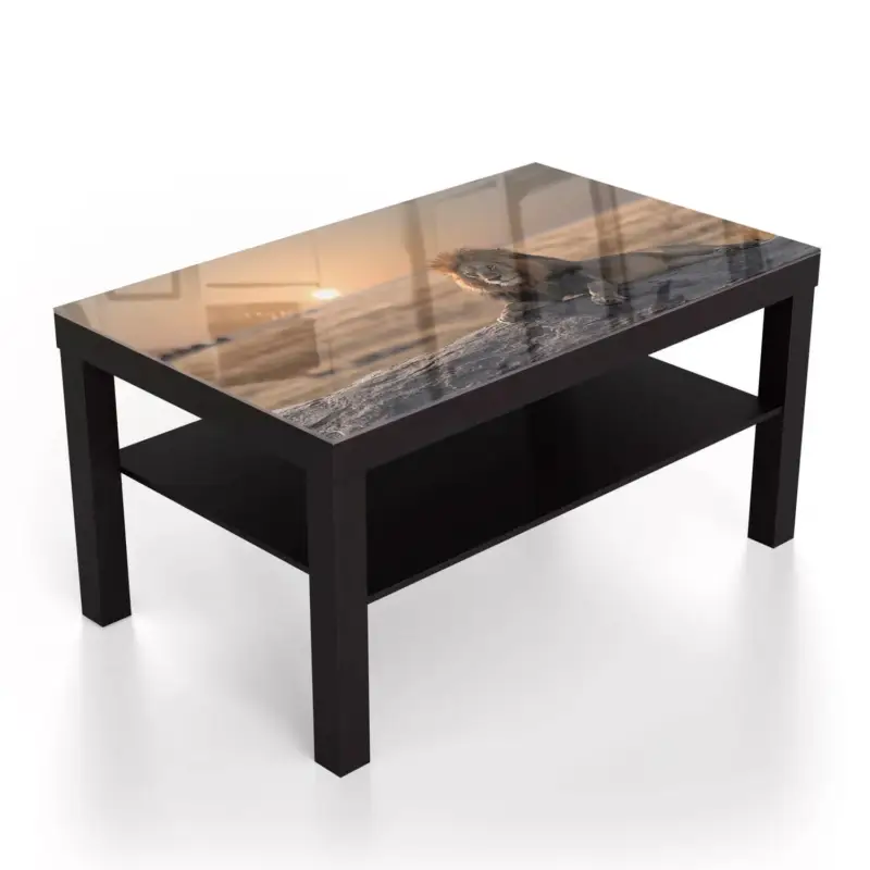 Begrenztes Angebot Couchtische 90x55 Löwe auf einem Felsen Schwarz