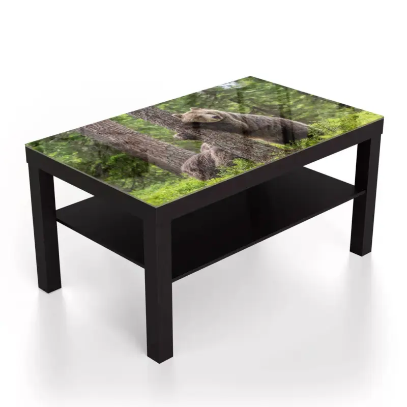 Solange Der Vorrat Reicht Couchtische 90x55 Braunbären im Wald Schwarz