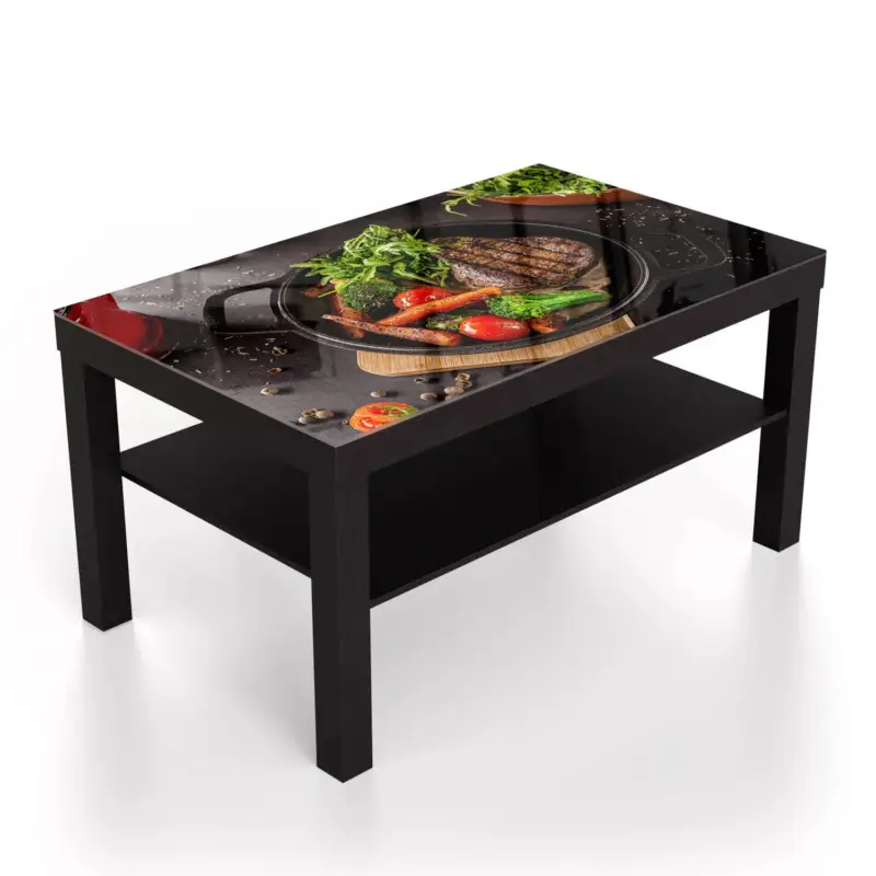 Wochenendangebot Couchtische 90x55 Gegrilltes Steak Schwarz