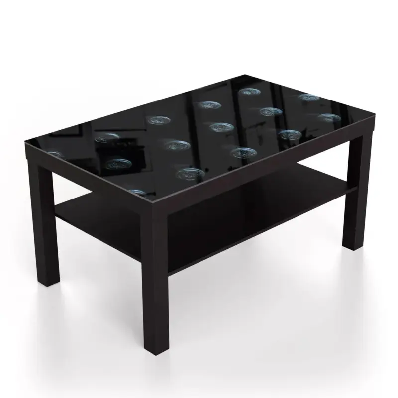Abverkauf Couchtische 90x55 Weinflaschen von oben Schwarz